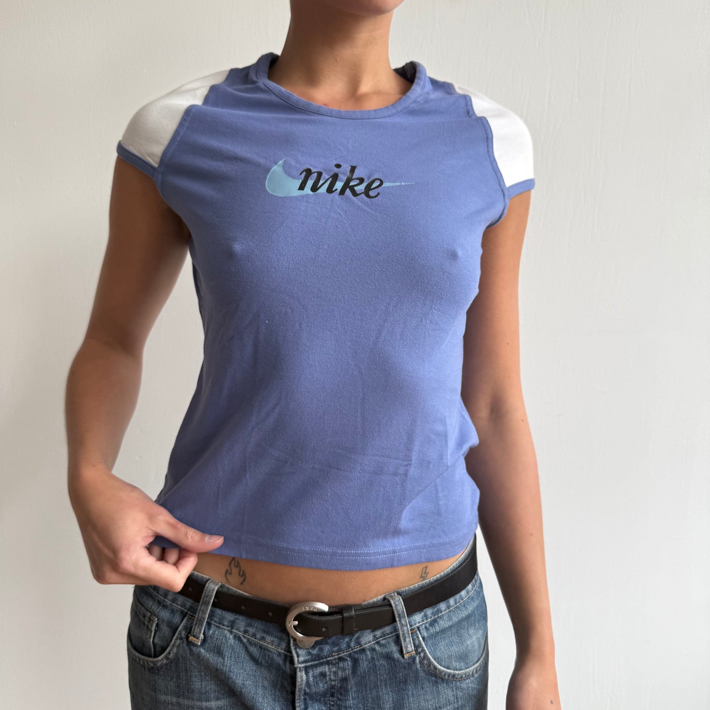 Blue Nike swoosh baby tee - Size S