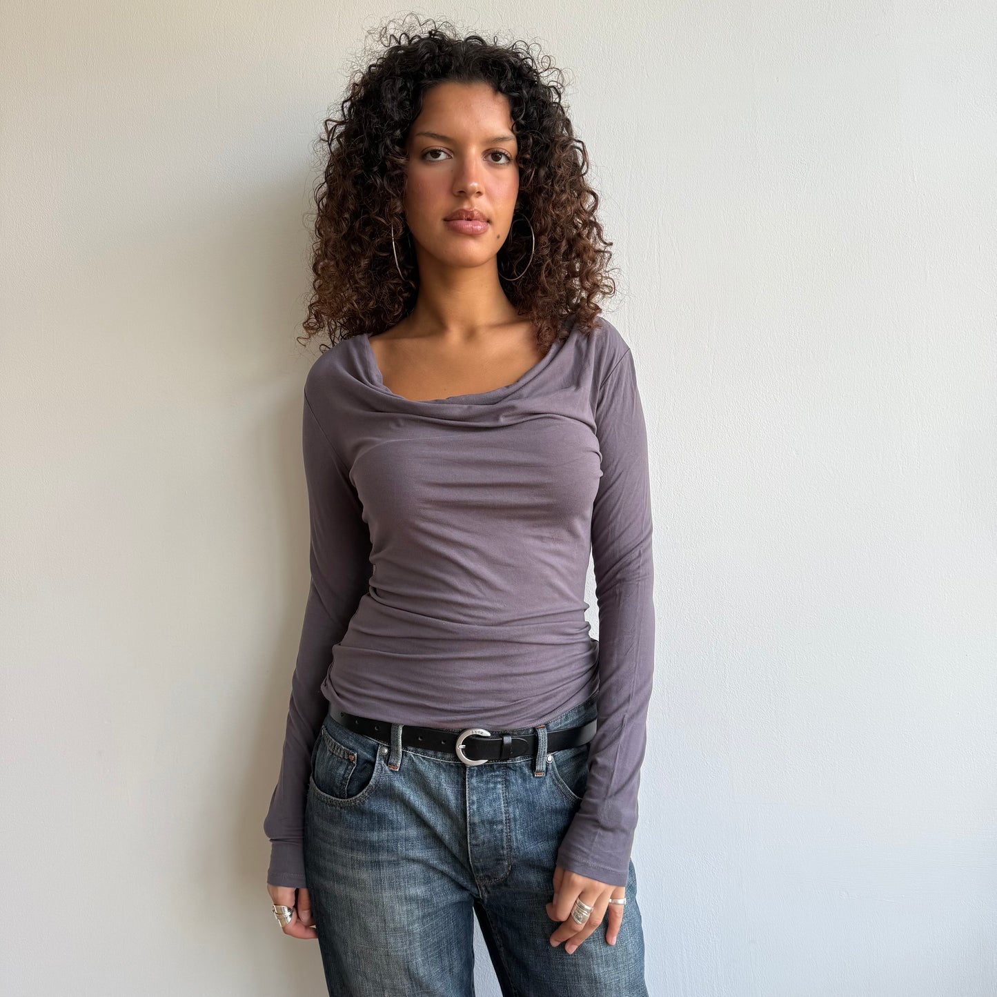 Mauve slouchy cowl top - Size S