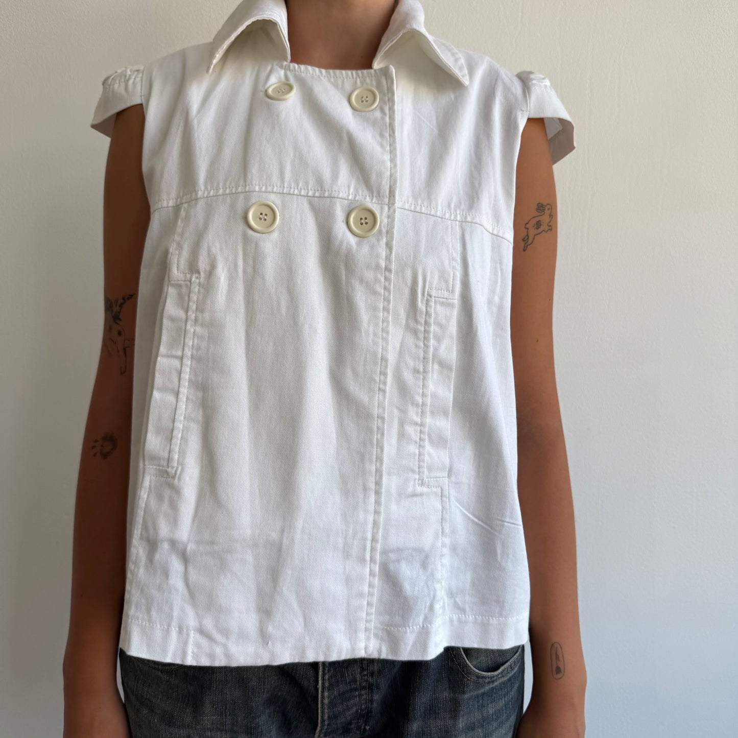 White short sleeve peacoat - Size M/L