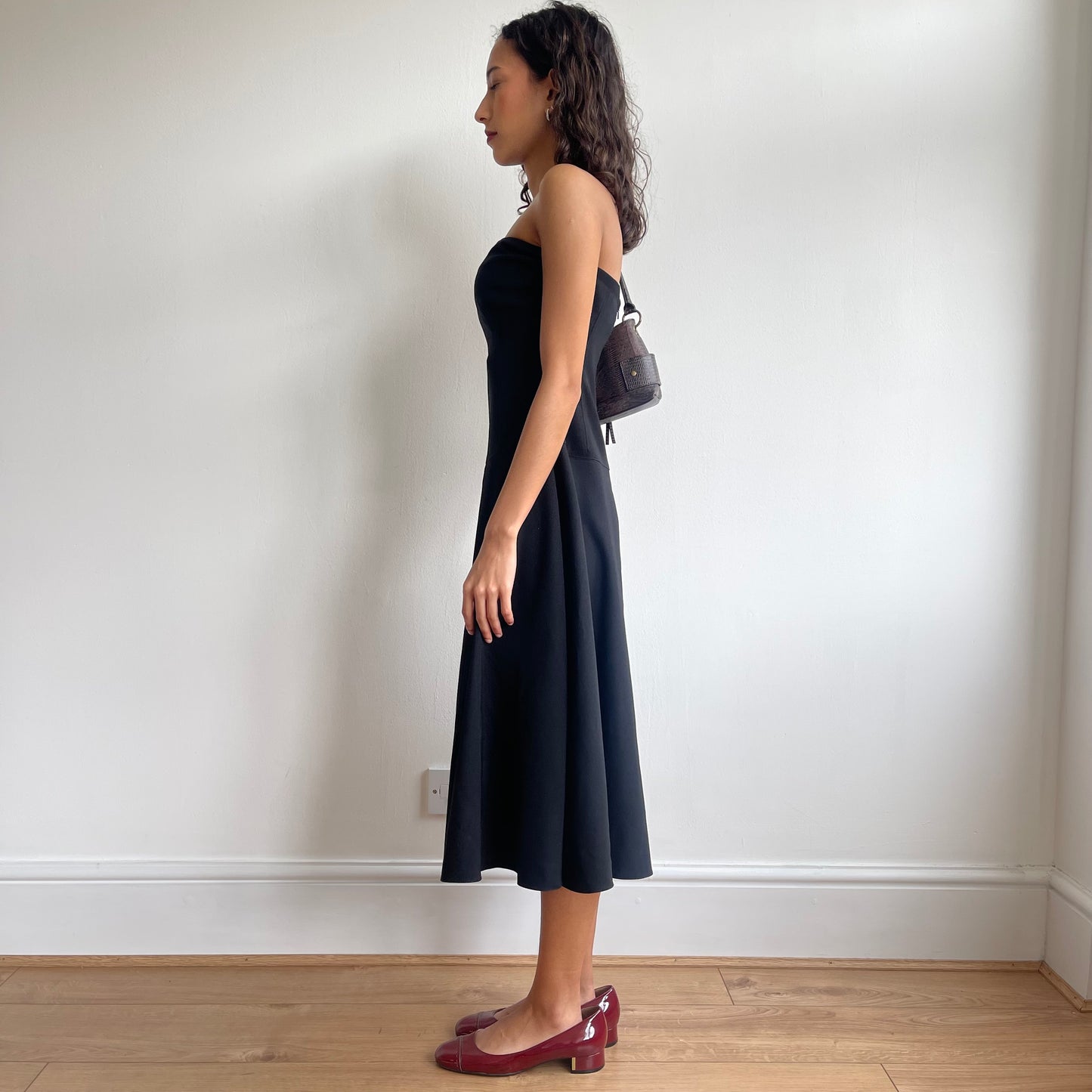 Strapless black midi dress - Size S