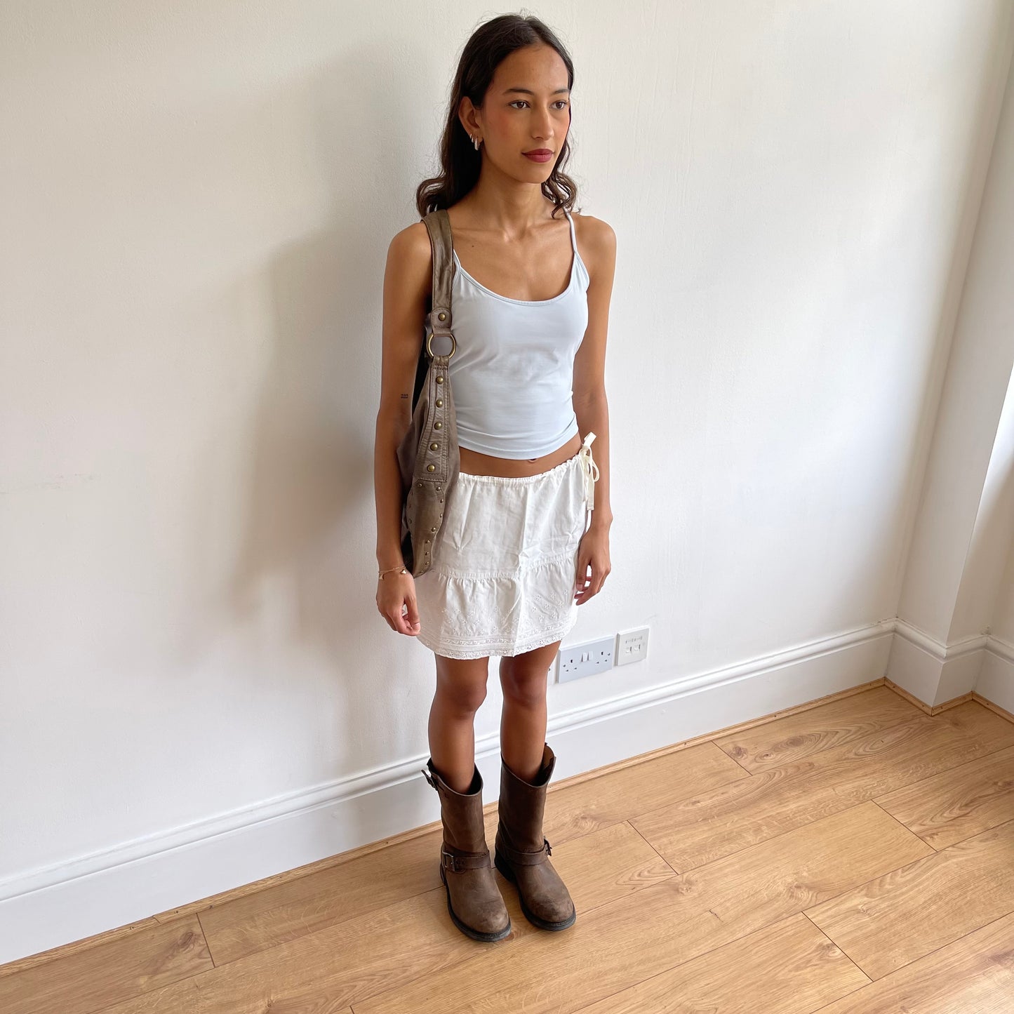 White broderie tie side skirt - Size XS