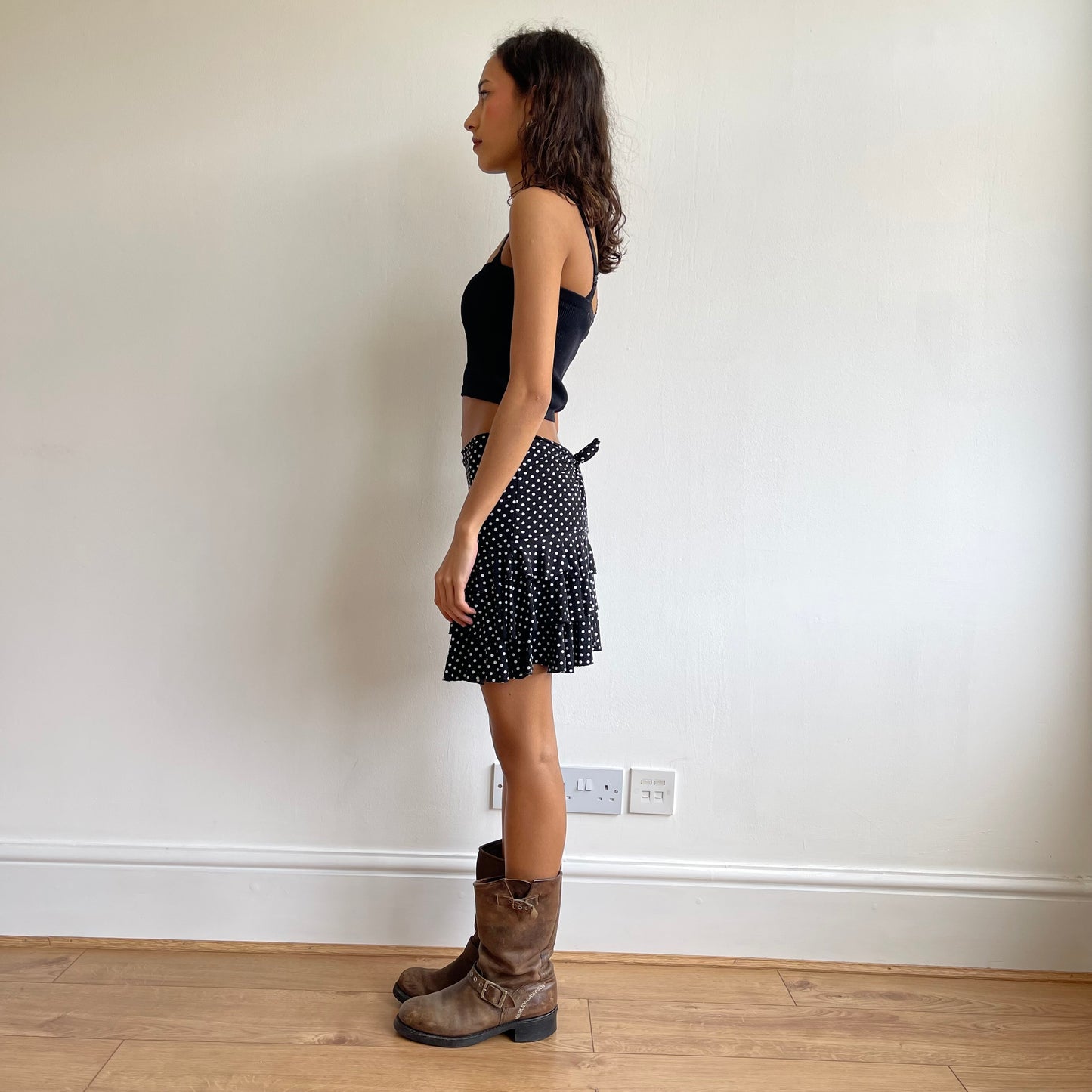 Polka dot ruched rara skirt - Size S