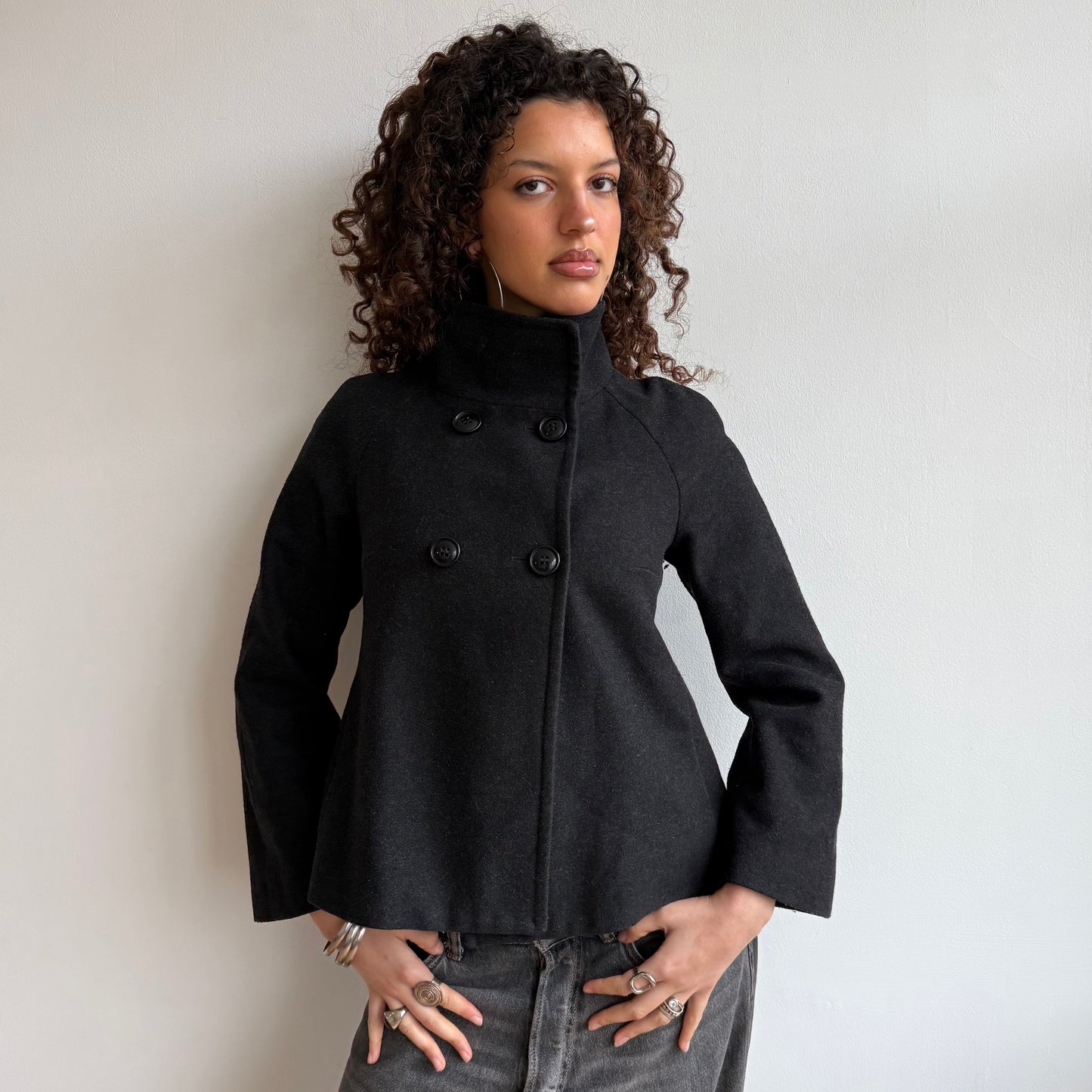 Charcoal grey peacoat - Size S
