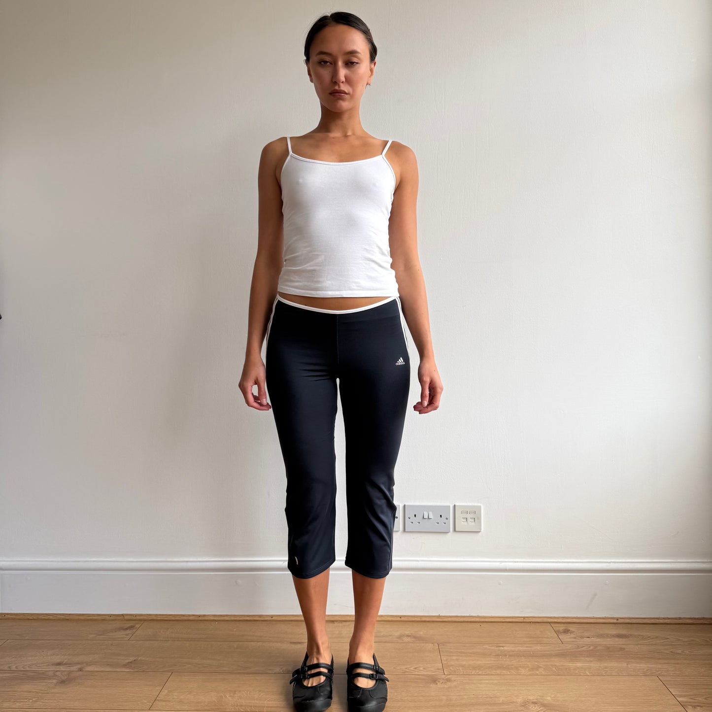 Navy Adidas stripe capris - Size XS