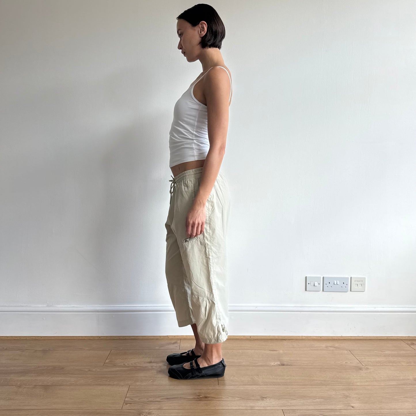 Beige Adidas cargo capris - Size S