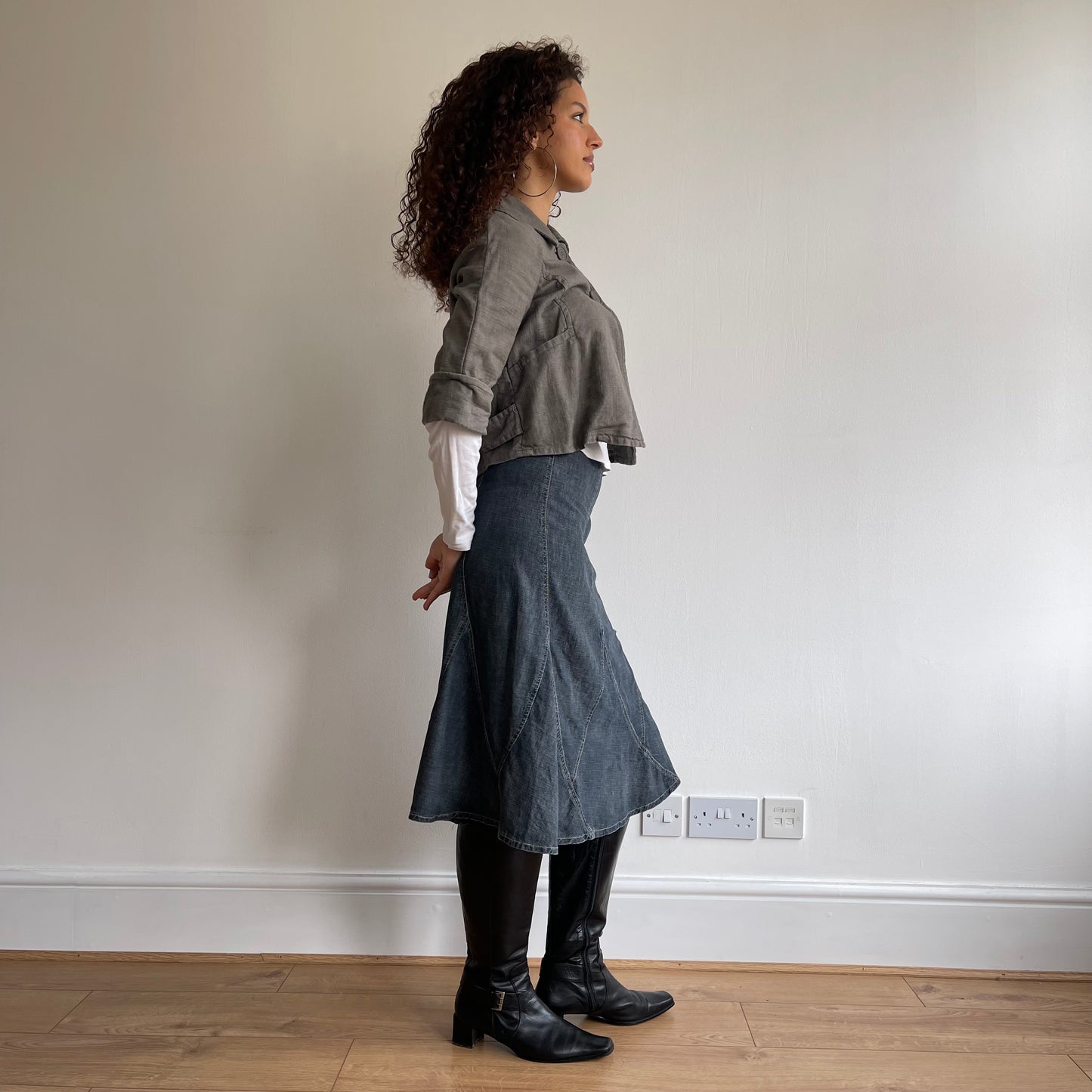 Grey linen peacoat - Size S