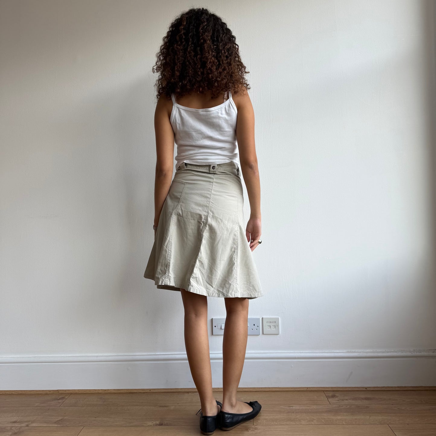 Beige cargo midi skirt - Size XS