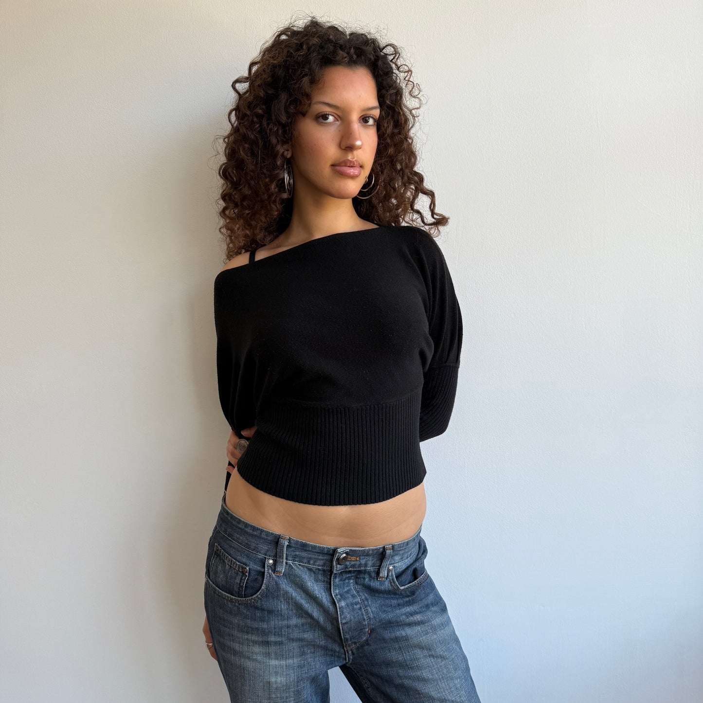 Cropped black slouchy knit - Size XS