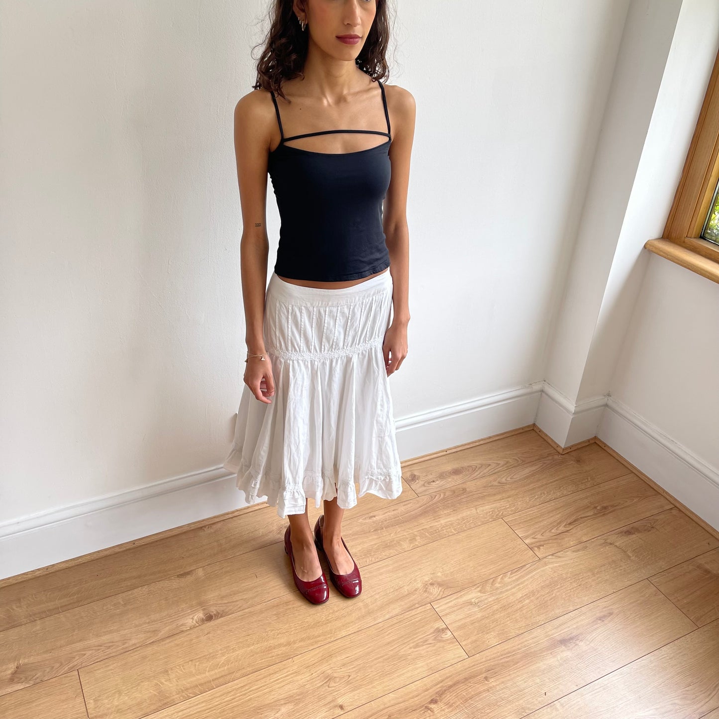 White broderie midi skirt - Size S/M