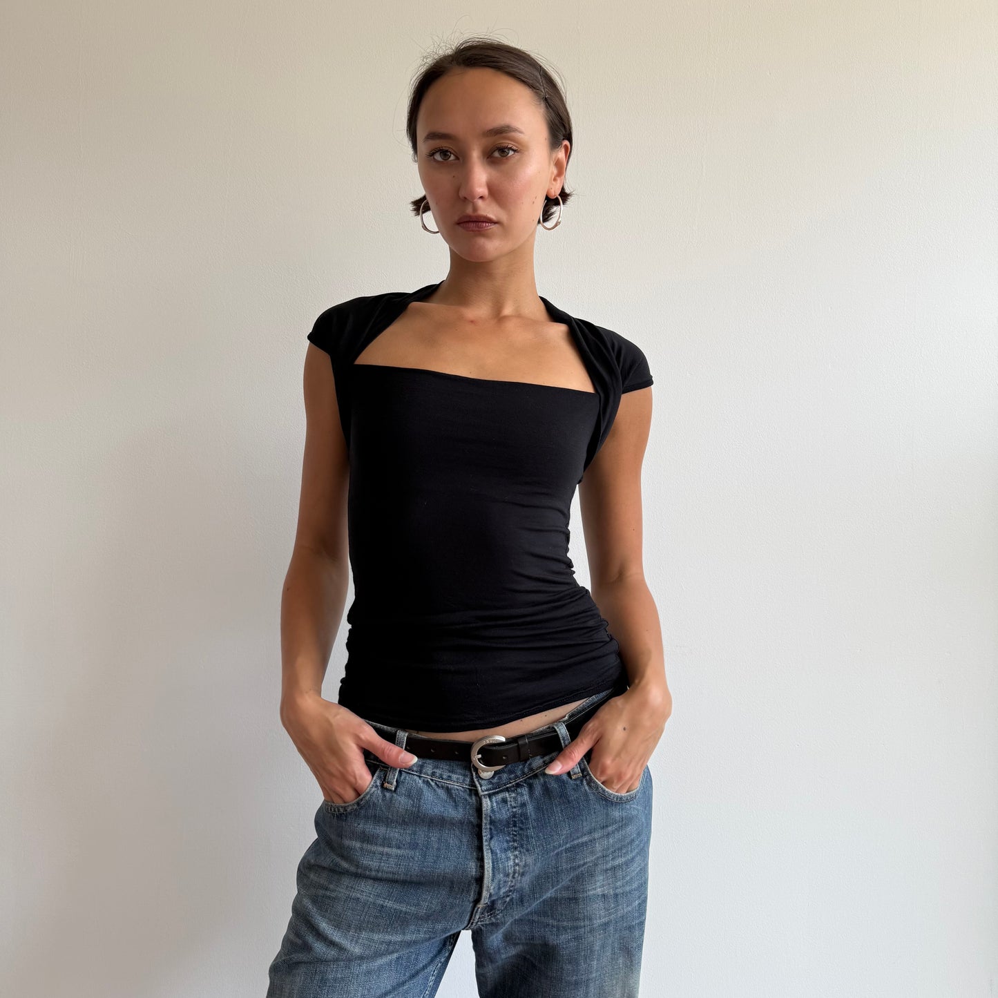 Black keyhole bolero top - Size S