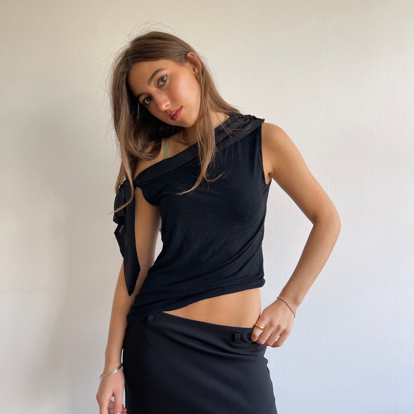 Black tie shoulder top - Size S