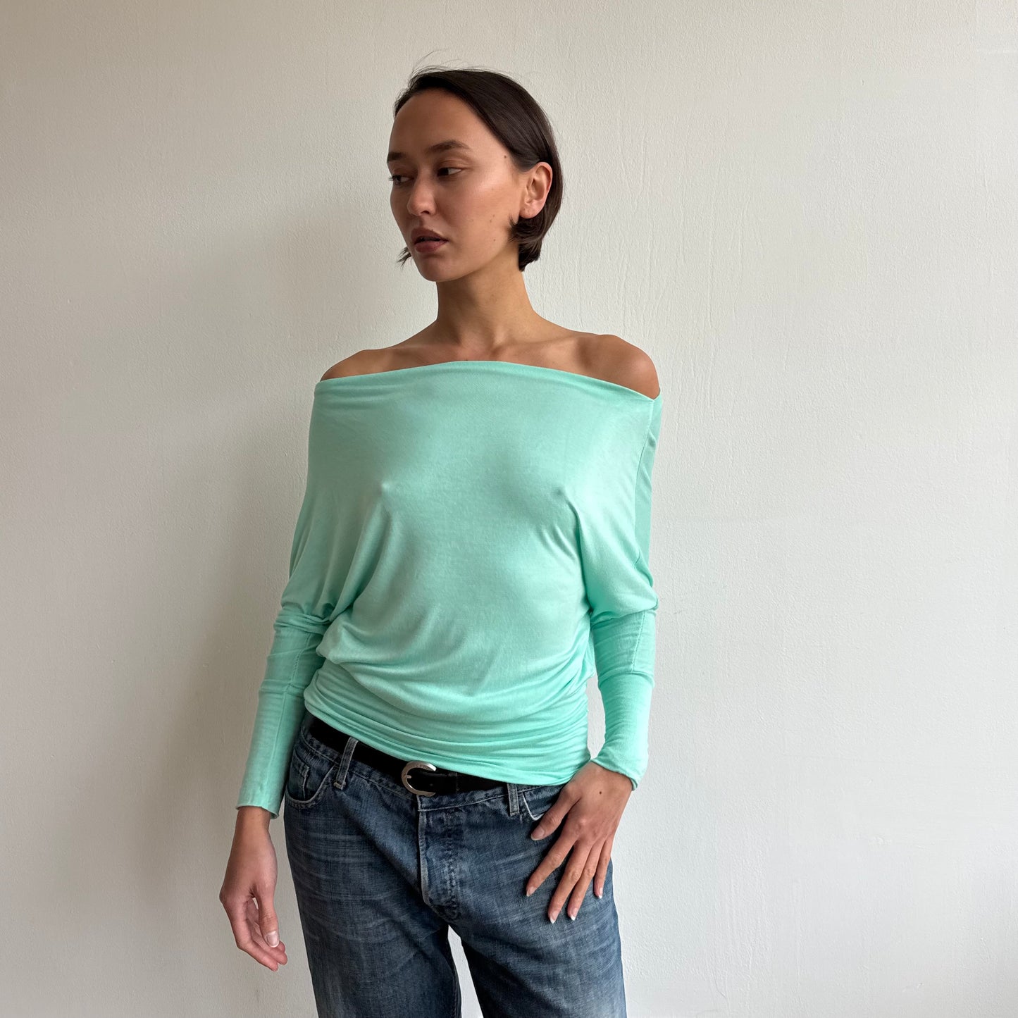 Mint teal slouchy top - Size S