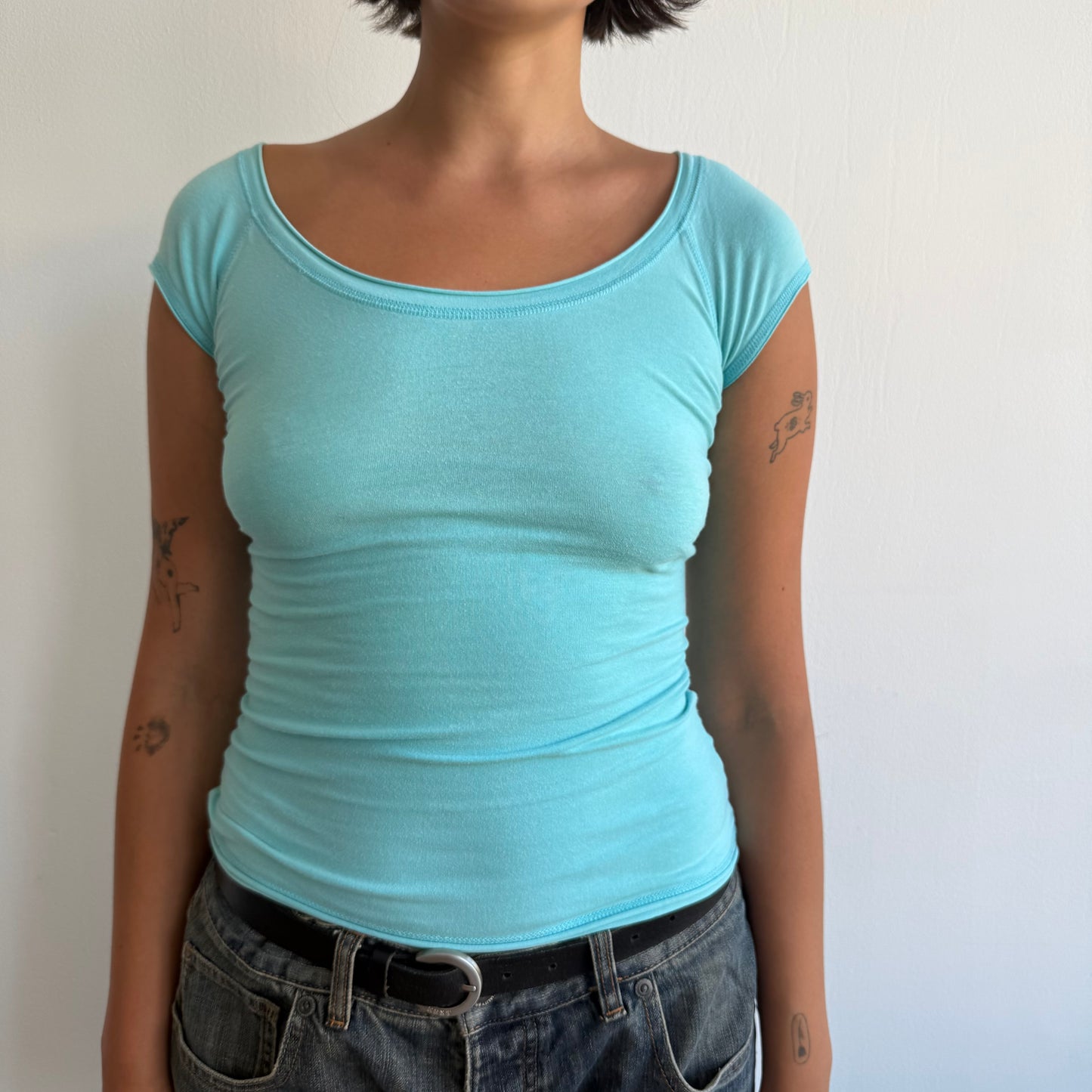 Turquoise baby tee - Size S