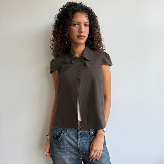 Brown short sleeve peacoat - Size S