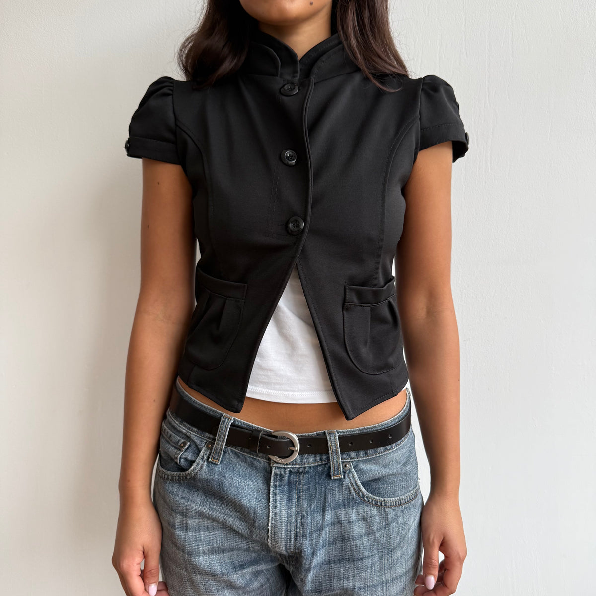 Black short sleeve jacket - Size XS
