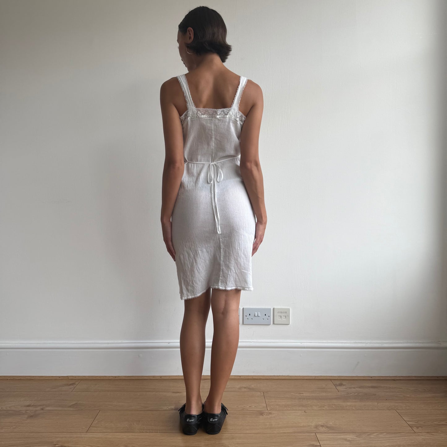 White cheesecloth milkmaid dress - Size S