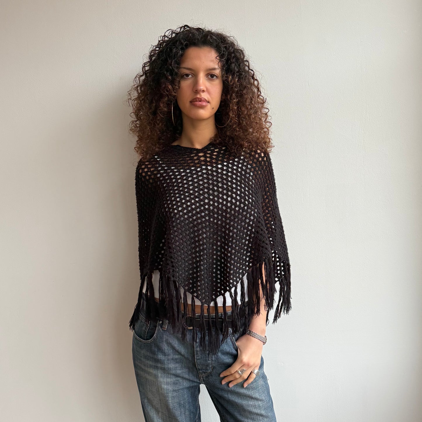 Black crochet poncho - Size S
