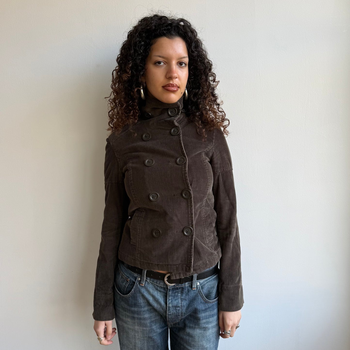 Brown corduroy peacoat - Size S