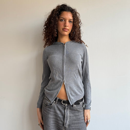 Grey star hood zip - Size S