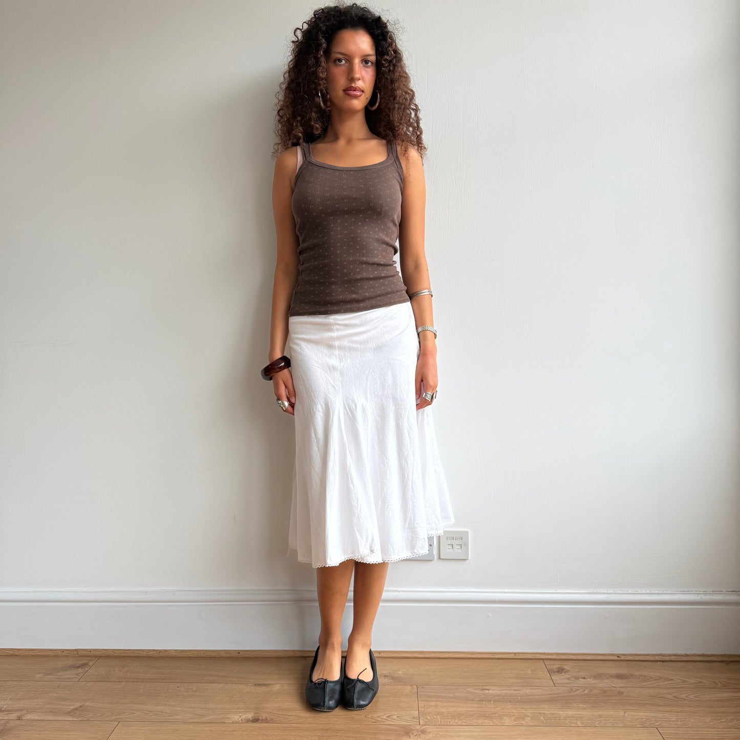 White linen ruched skirt - Size S/M