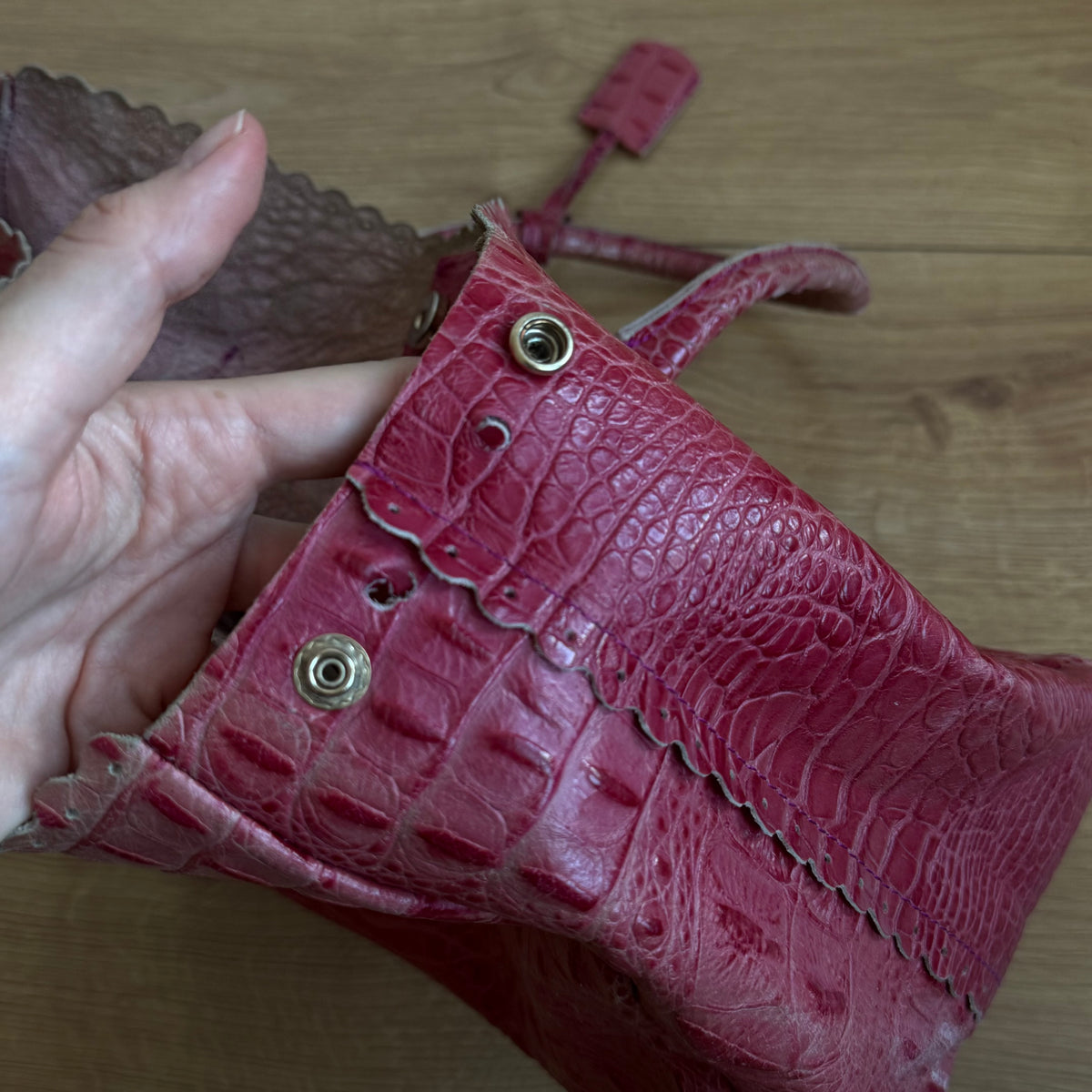 Pink leather snakeskin Furla bag - One Size