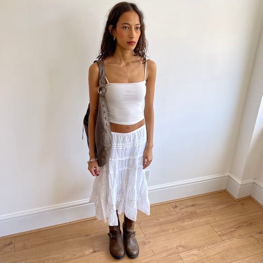 White broderie midi skirt - Size S/M