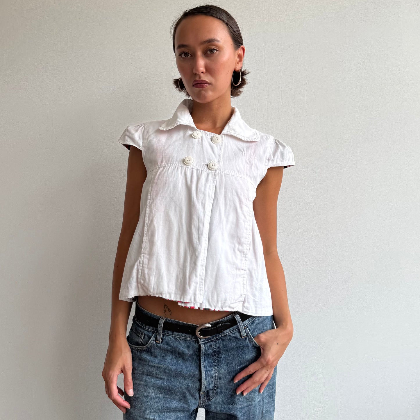 White short sleeve peacoat - Size S