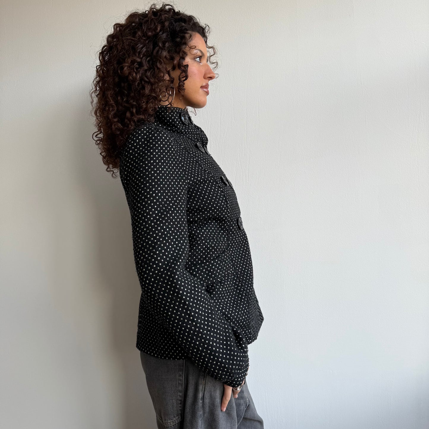 High neck polka dot peacoat - Size S