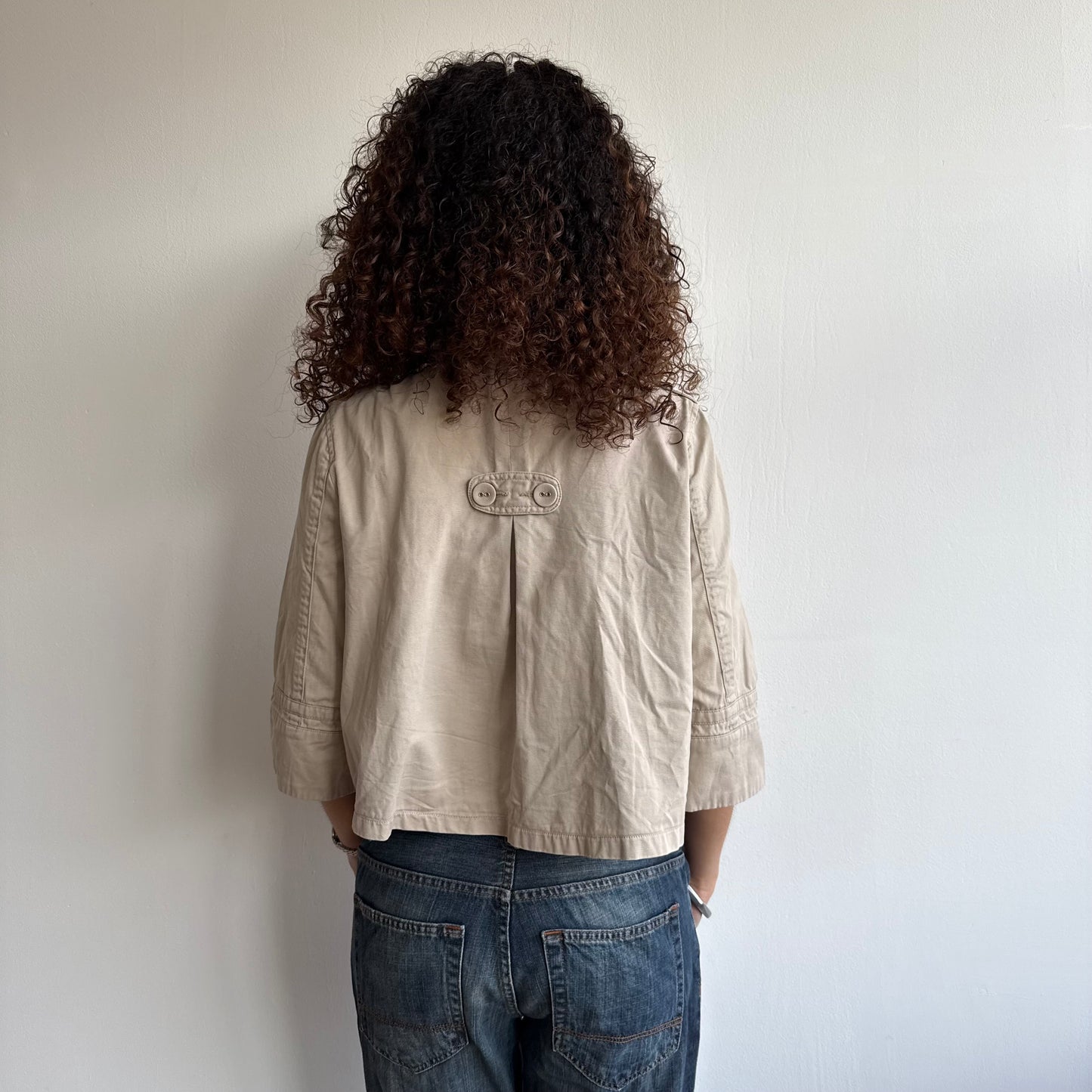 Beige 3/4 sleeve swing coat - Size S