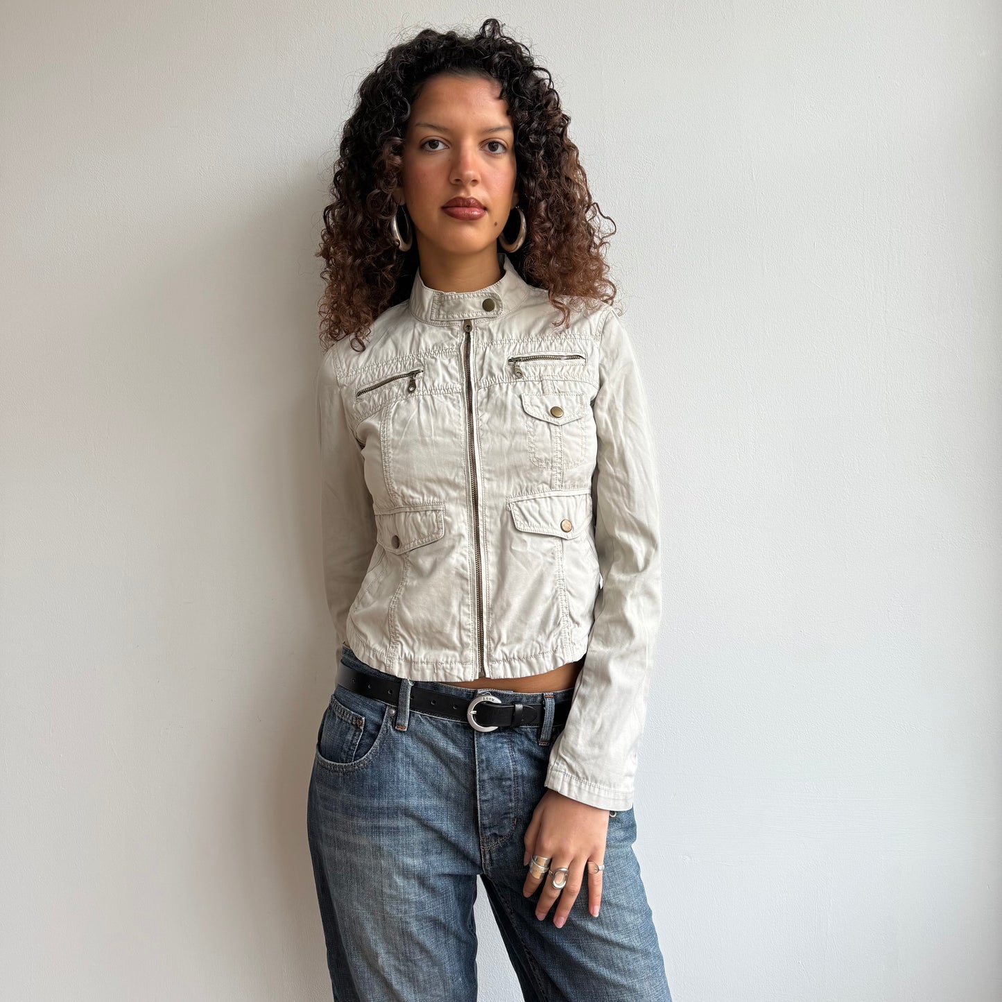 Beige moto jacket - Size S