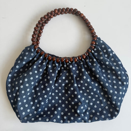 Blue polka dot beaded bag