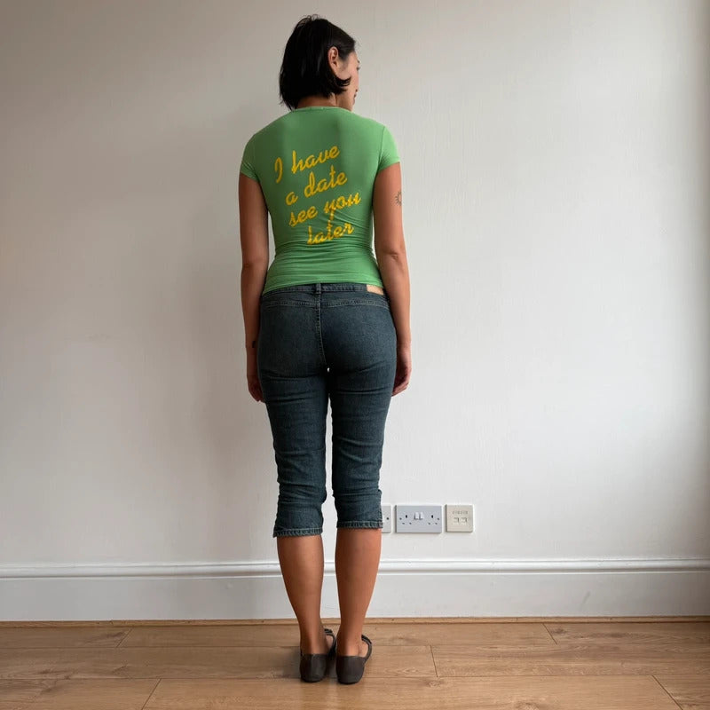 Green graphic baby tee - Size S
