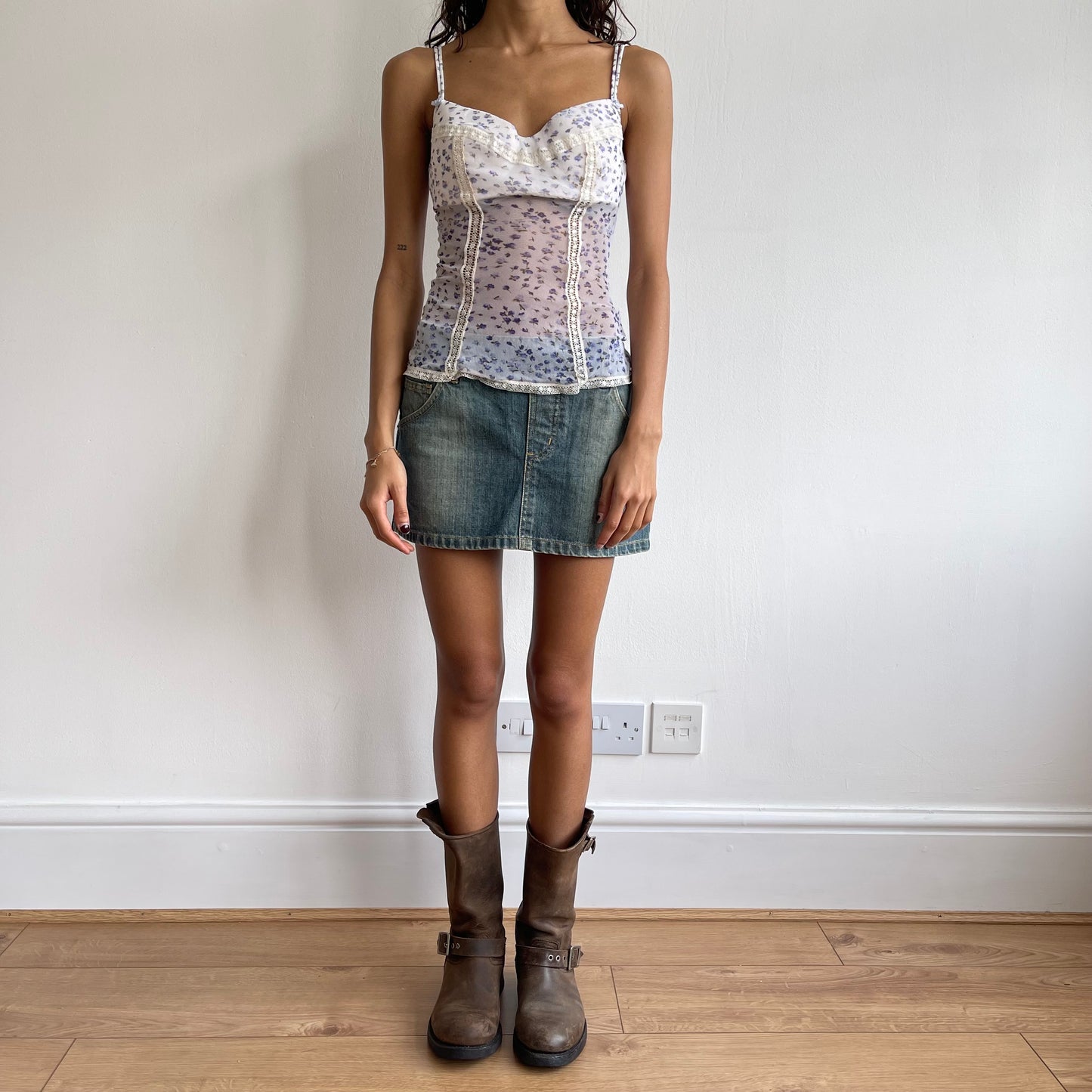 Floral mesh bustier top - Size S