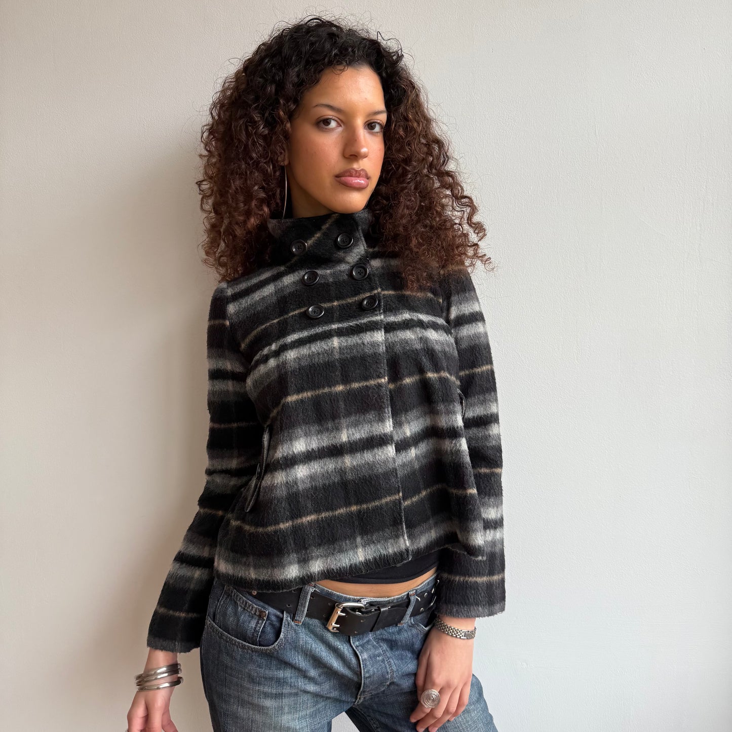 Plaid peacoat - Size S