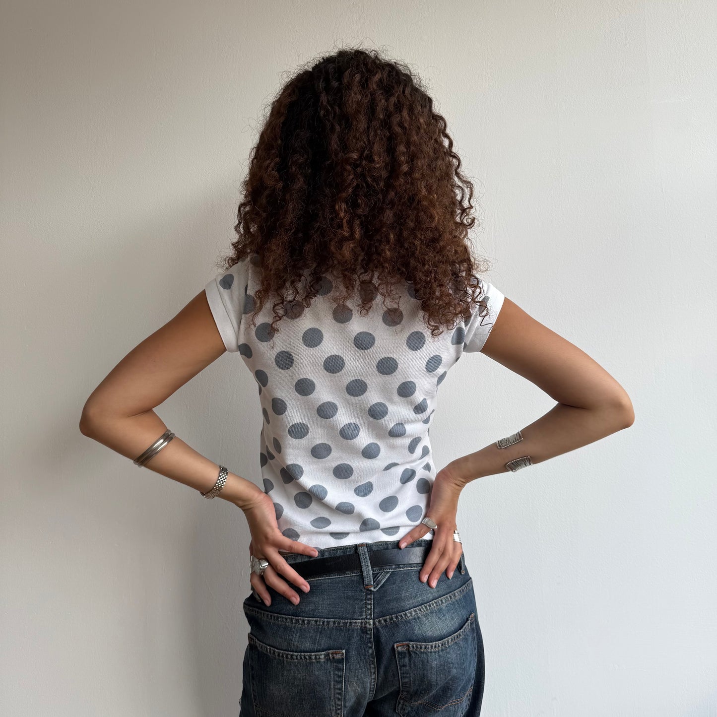 White polka dot Lacoste polo - Size S