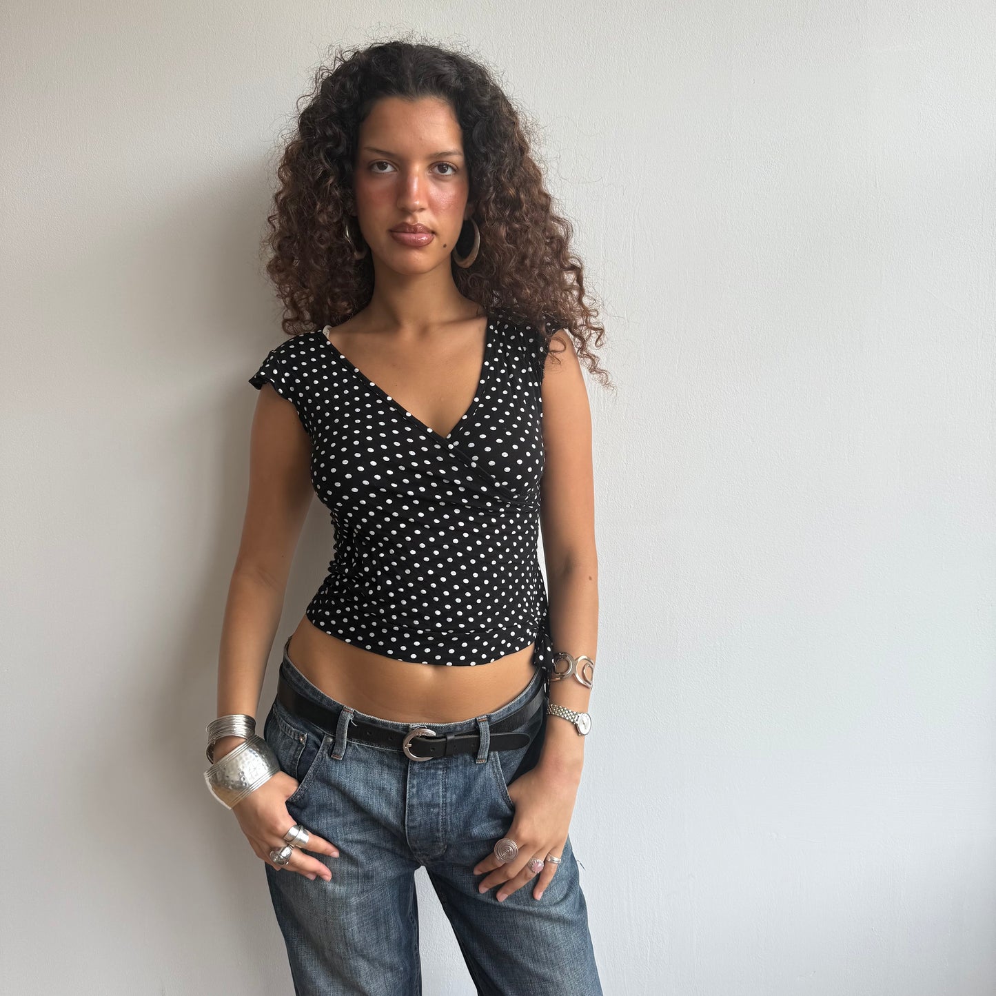 Polka dot wrap top - Size S