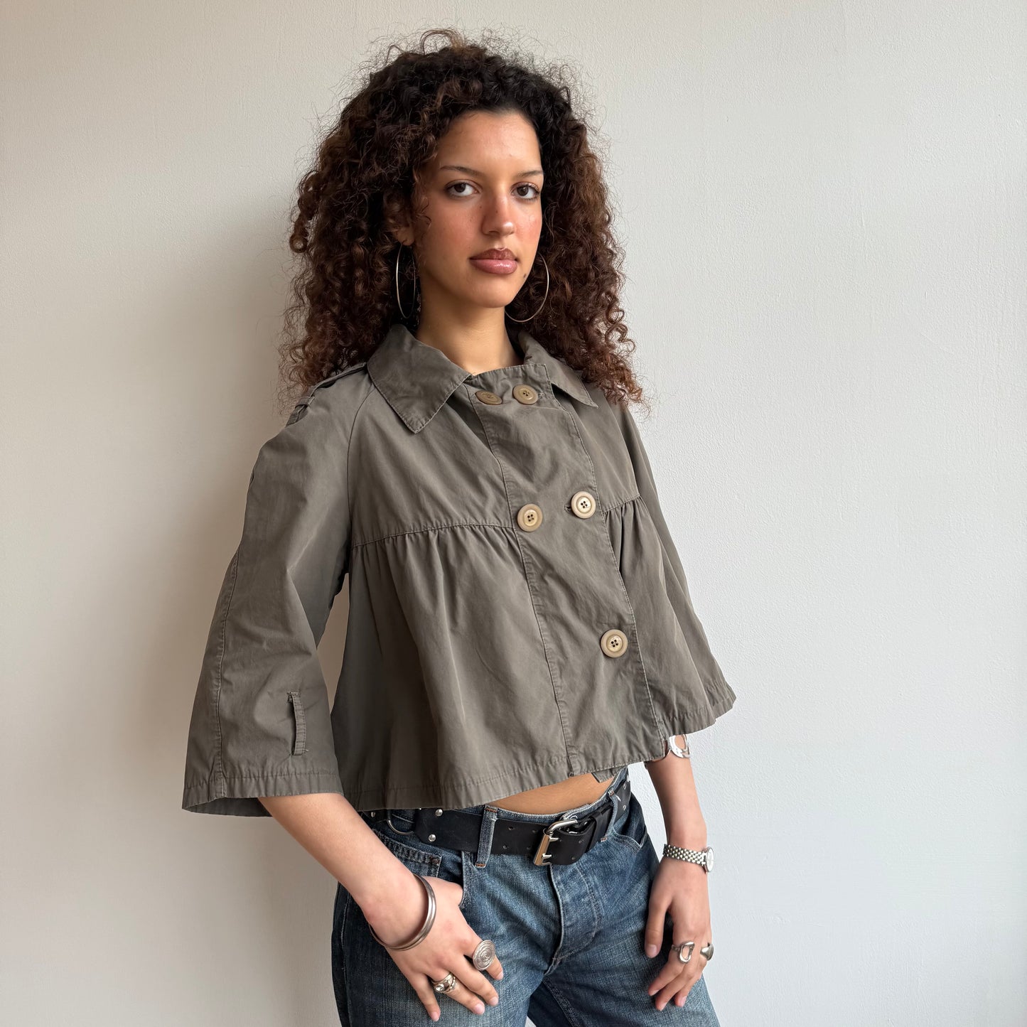 Khaki swing peacoat - Size M