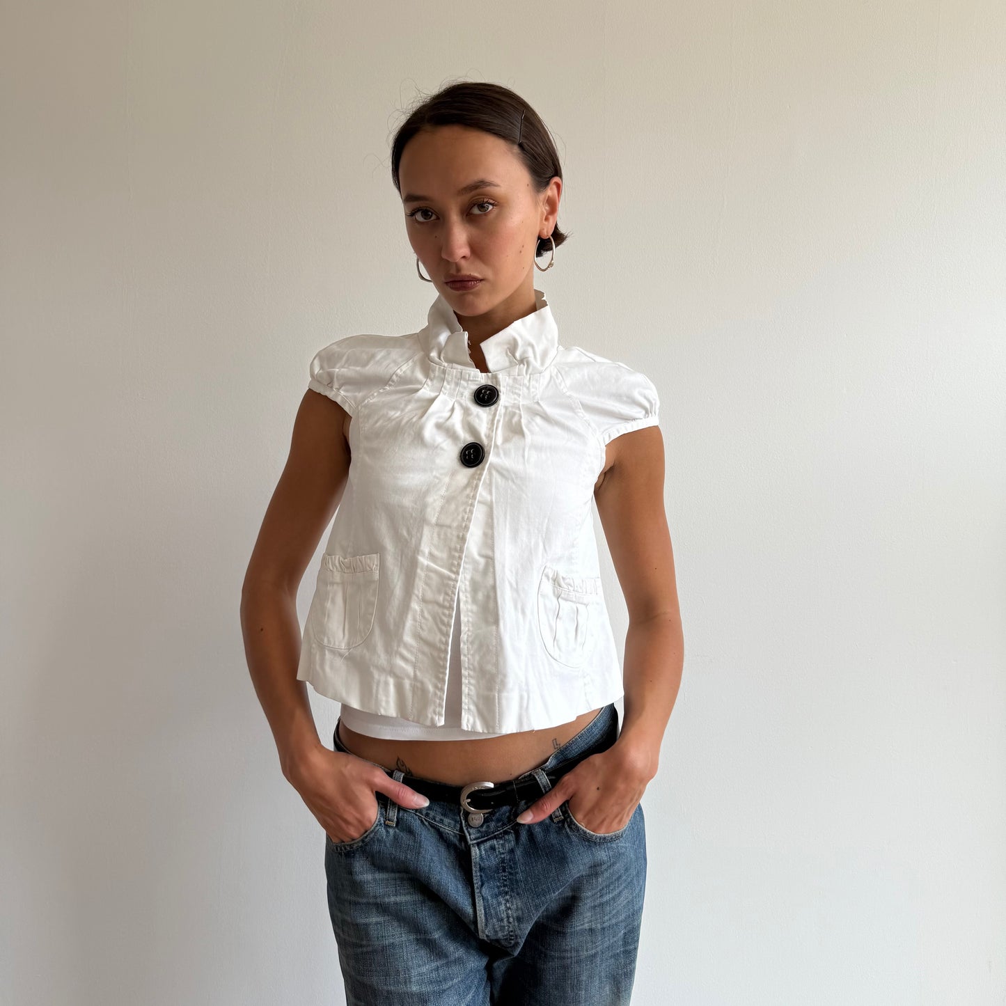 White short sleeve peacoat - Size S