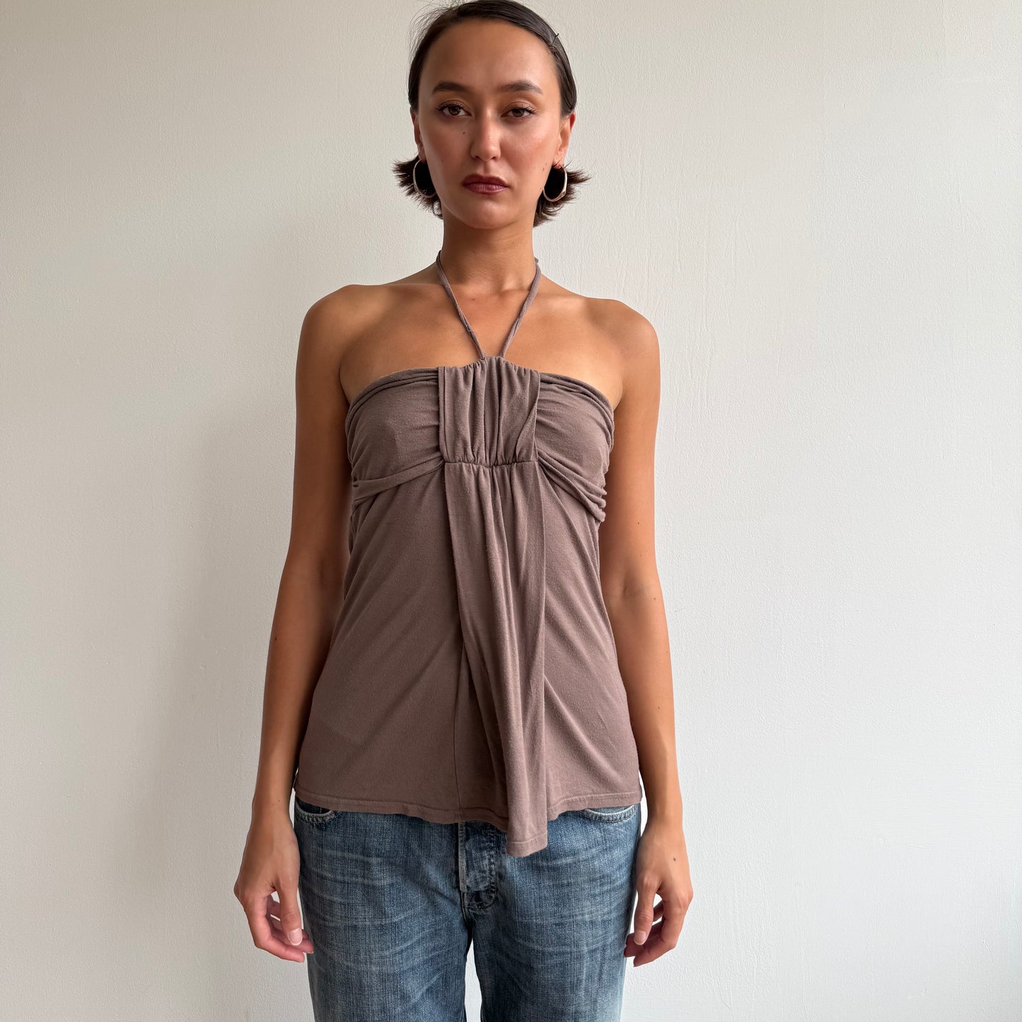 Taupe halterneck bandeau top - Size S