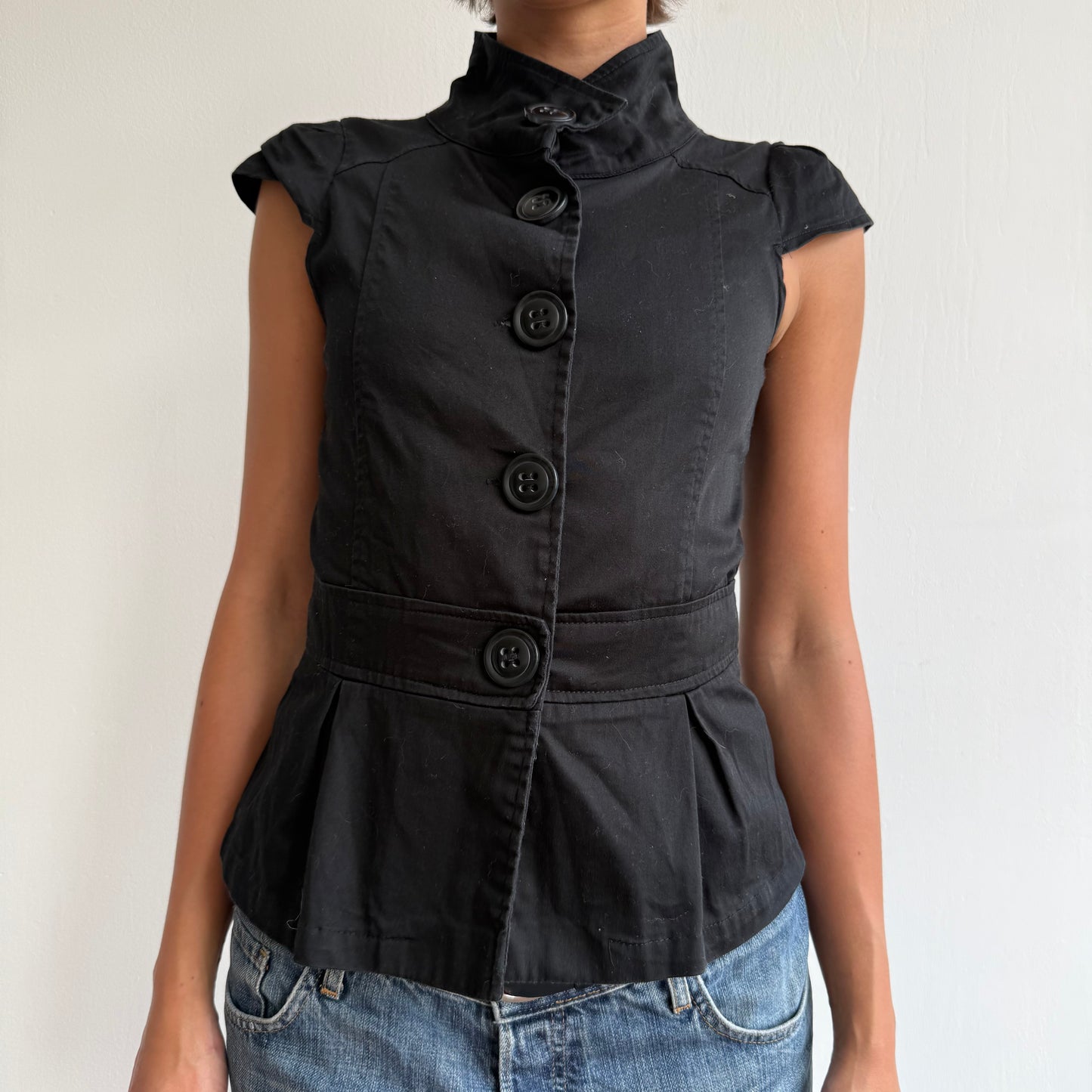 Short sleeve black peacoat - Size S
