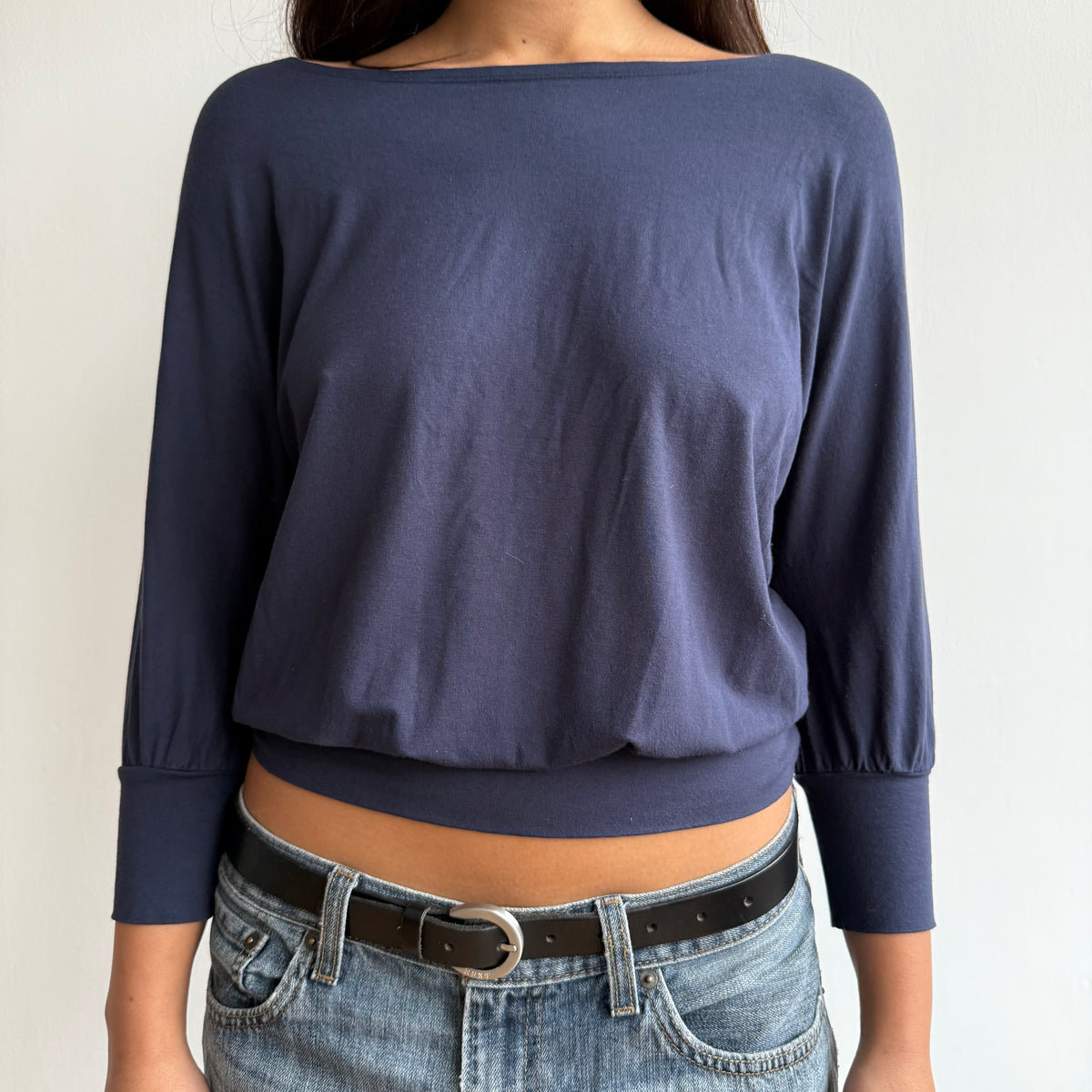 Navy blue batwing top - Size S