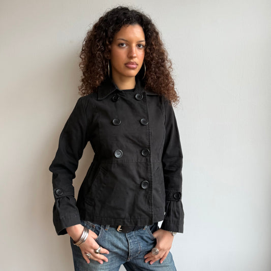 Black double breasted peacoat - Size S