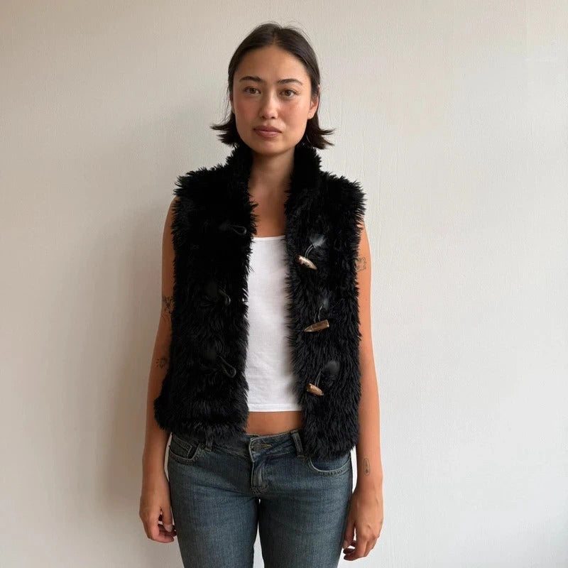 Faux fur toggle gilet - Size S