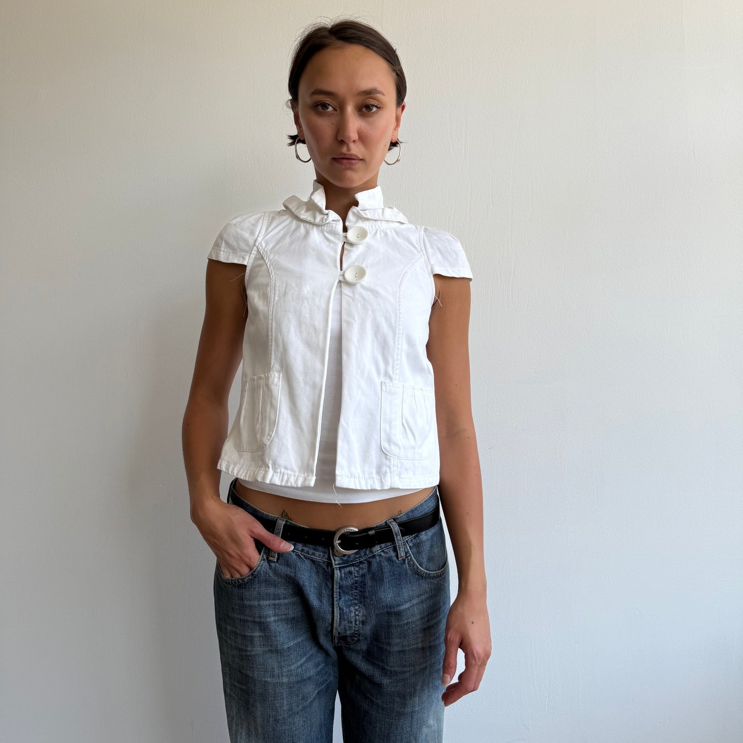 White short sleeve peacoat - Size S