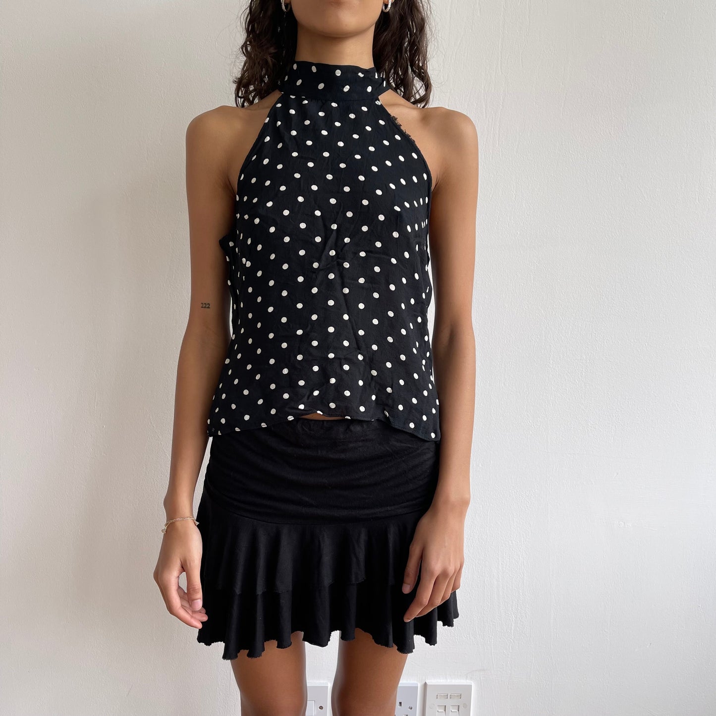 Polka dot chiffon halter top - Size S