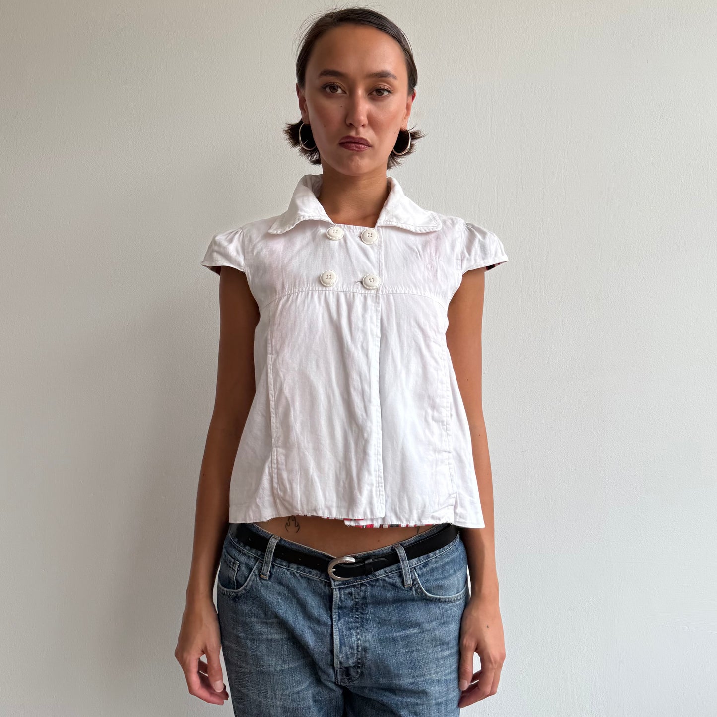 White short sleeve peacoat - Size S