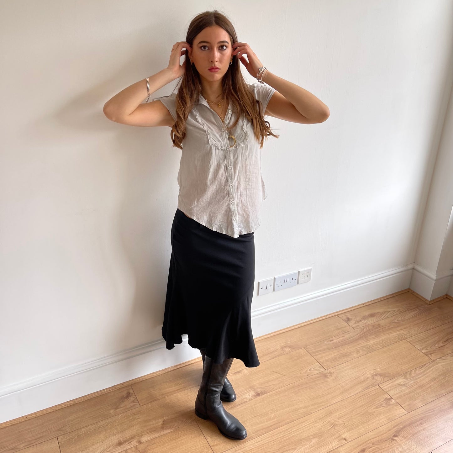 Striped ruffle blouse - Size S