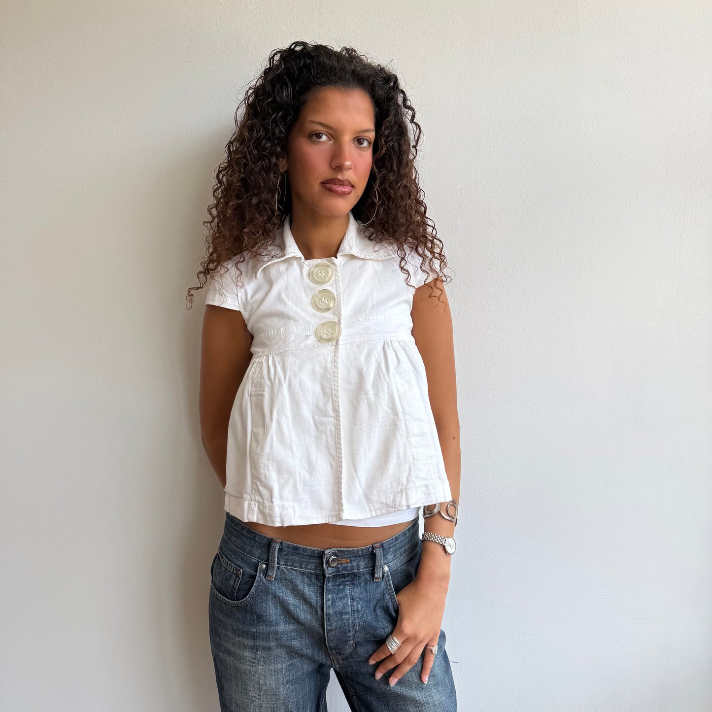 White short sleeve peacoat - Size S