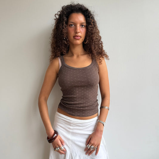 Brown polka dot cami - Size S