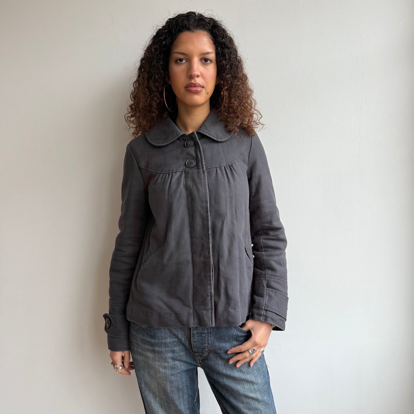 Grey padded peacoat - Size M